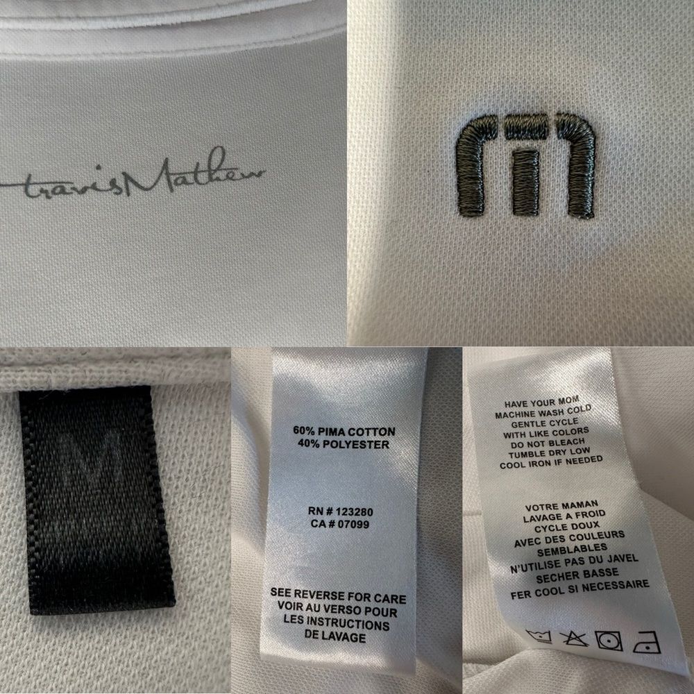 Travis Mathew White Polo Shirt Men’s M Golf Athleisure Classic Resort Wear - Picture 6 of 10
